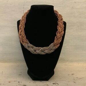 Ombré Copper Gun Metal Beaded Braid Choker Necklace Good Condition